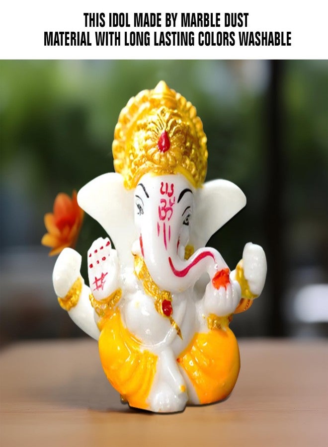 Rousrie Auspicious Ganesh Idol for car Dashboard and Home, Small Ganpati Ganesha Idol for Car God Dashboard Accessories (Design 4) - Image 3